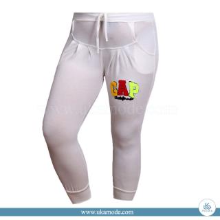 شلوار زنانه کمرکش دو جیب گلدوزی پولیش gap