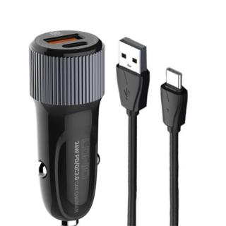 شارژر فندکی الدینیو مدل C510Q به همراه کابل تبدیل usb-C