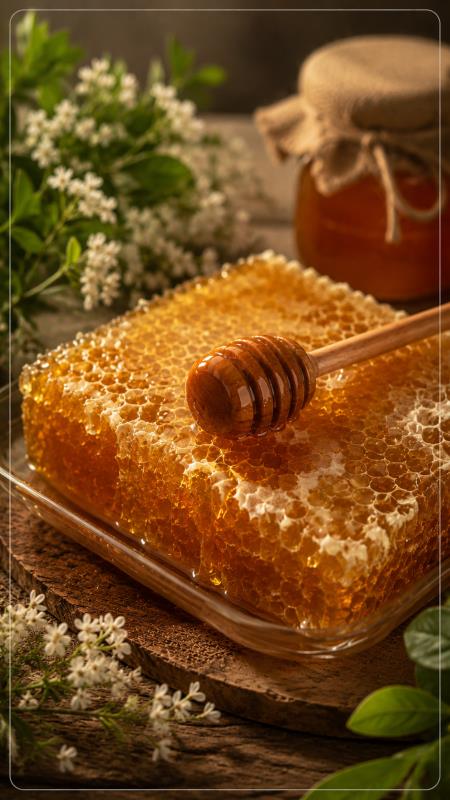 عسل طبیعی موم و شهد