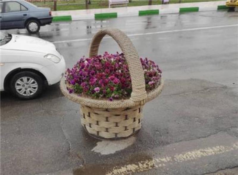 گلدان زیبای طرح سبد فایبرگلاس