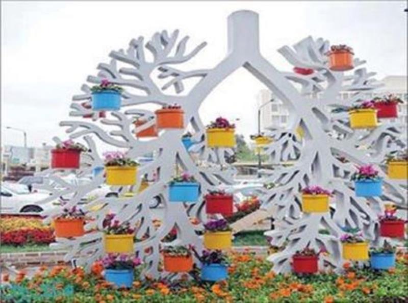 گلدان های شهری طرح درخت/فایبرگلاس