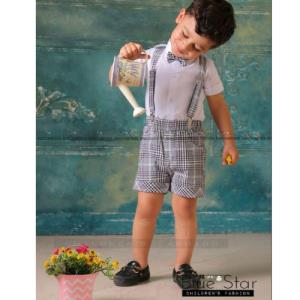 بلوز و شورت چهارخانه با ساس بند و پاپیون