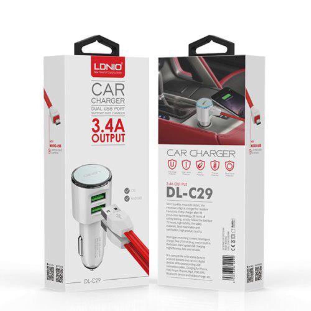 شارژر فندکی مدل DL-C29 همراه با کابل microUSB