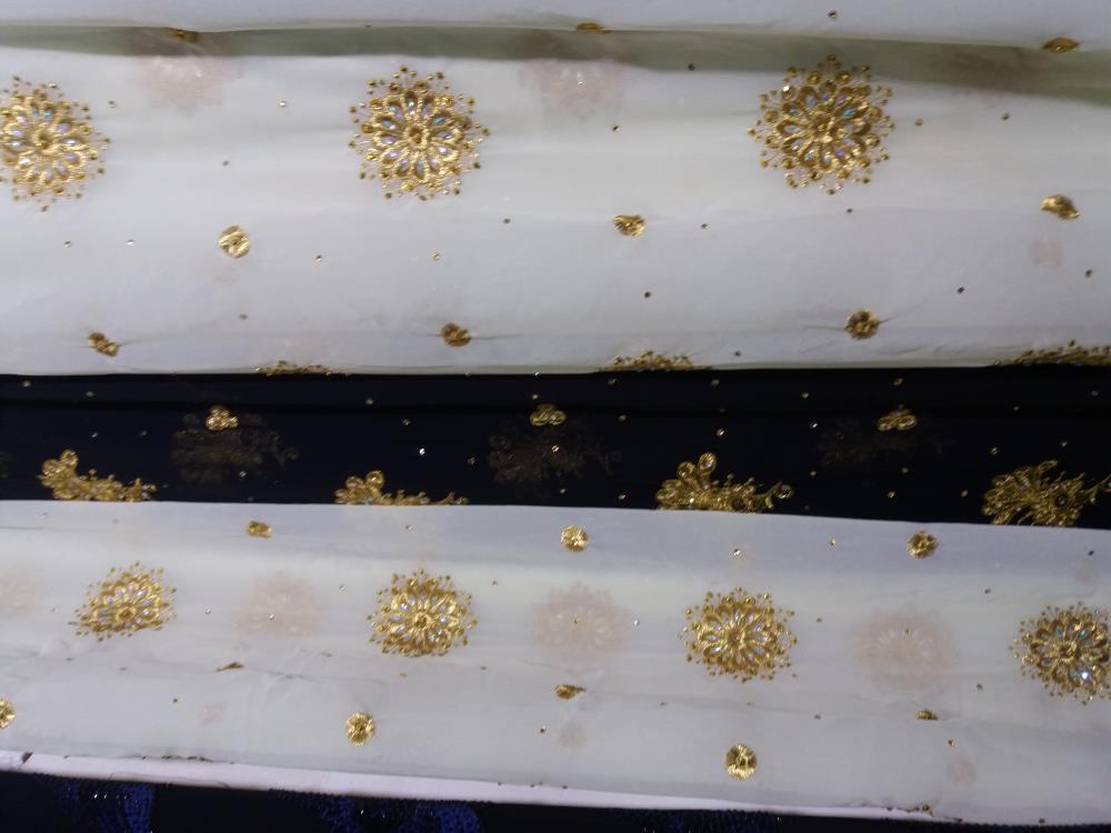 پارچه حریر طرح دار نگین کاری