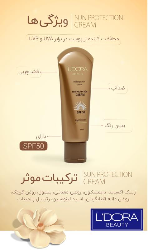 کرم ضدآفتاب بدون رنگ و فاقد چربی SPF50 لدورا 100 میلی لیتر