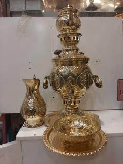 سماور زغالی چهارلیتری به همراه سرویس 4 پارچه