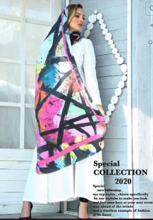 شال نخی رنگی چاپ دیجیتال قواره ای