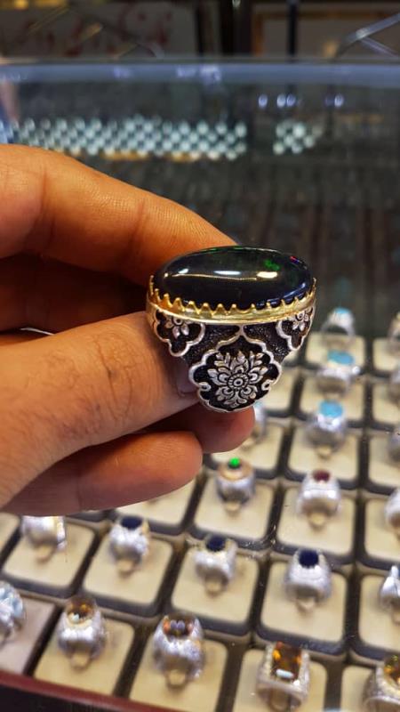 انگشتر دستساز  جواهري بلك اوپال(درشت)