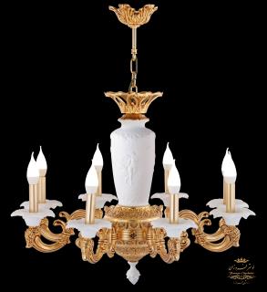 لوستر طرح اس با سرامیک 8 شاخه طلا مات