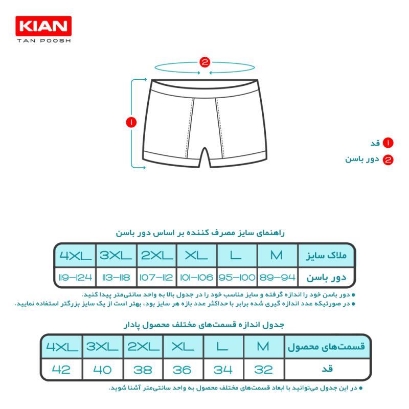 شورت پادار مردانه کیان تن پوش آنتی باکتریال ۱۰۰٪ پنبه سفید ۲ عددی