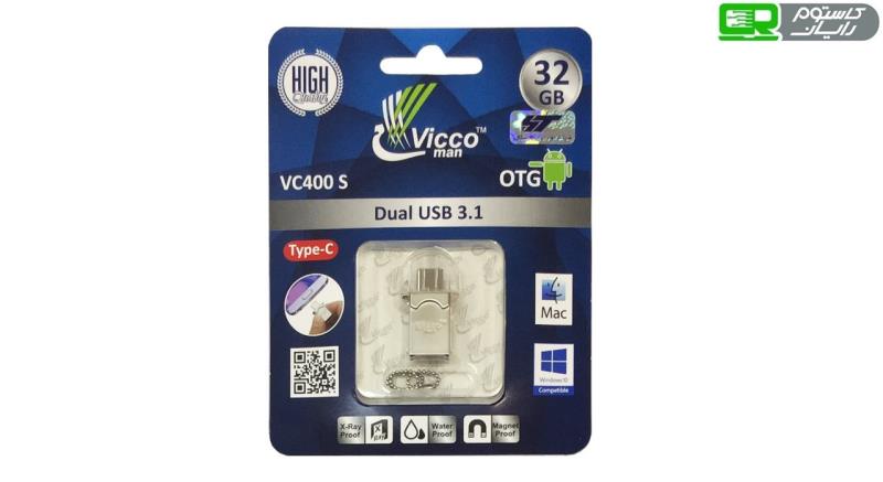فلش ۳۲ گیگابابت ویکومن Vicco VC400 OTG Type-C USB3.1