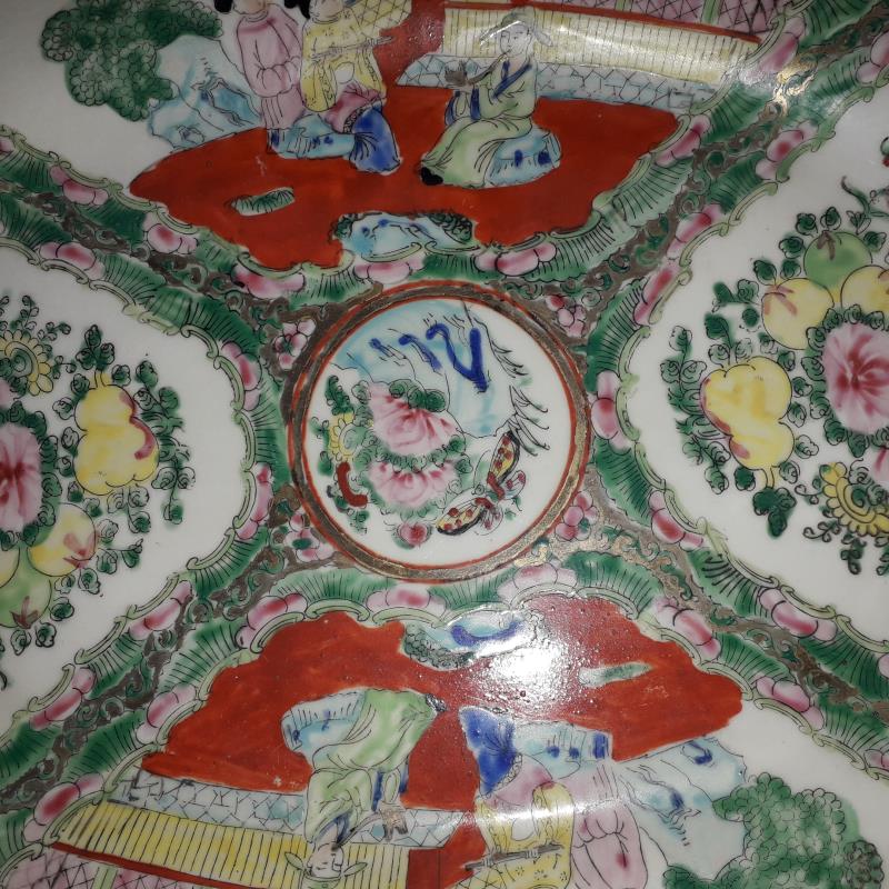 یک جفت سینی مرغی چینی قدیمی نقاشی دست