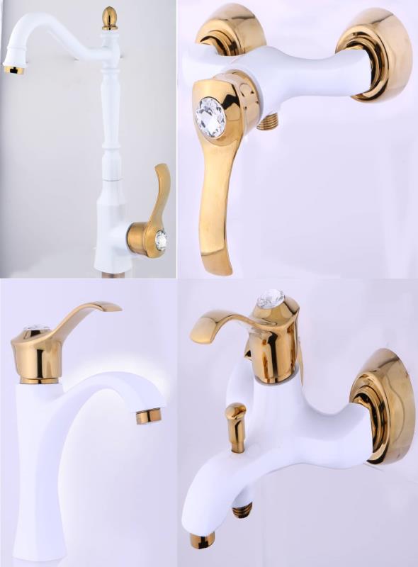 شیرآلات آبشار سفید طلایی ست کامل