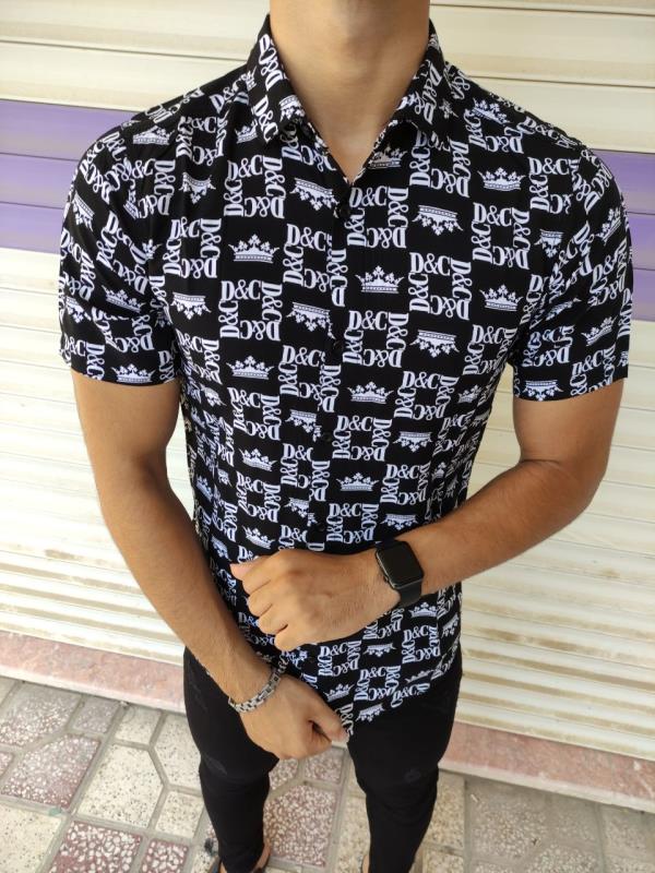 پیراهن هاوایی مشکی طرح D&G