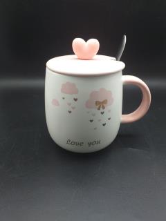 ماگ سرامیکی درب قلبی قاشق دار