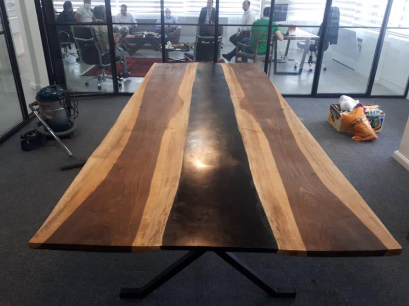 میز کنفرانس 3 متری با چوب گردو و رزین